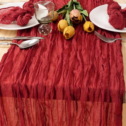 3 Pack Red Cheesecloth Table Runner 10ft Boho Gauze Annniversary Decor | - Image 2