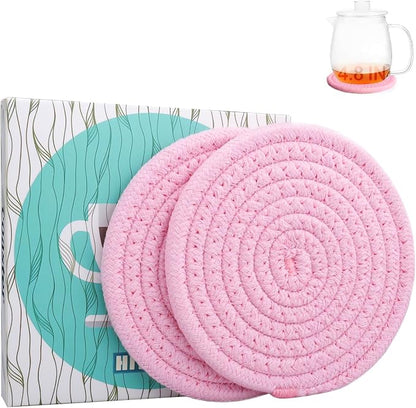4.8" Sakura Pink Cotton Coasters by HIYALOT