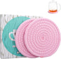4.8" Sakura Pink Cotton Coasters by HIYALOT