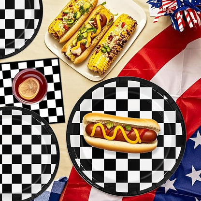Oigco 60 PCS Race Car Birthday Party Decorations, Checkered Flag Plates and - Image 6