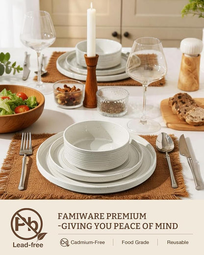 Stoneware Dinnerware Set for 8, Plates and Bowls - Image 2