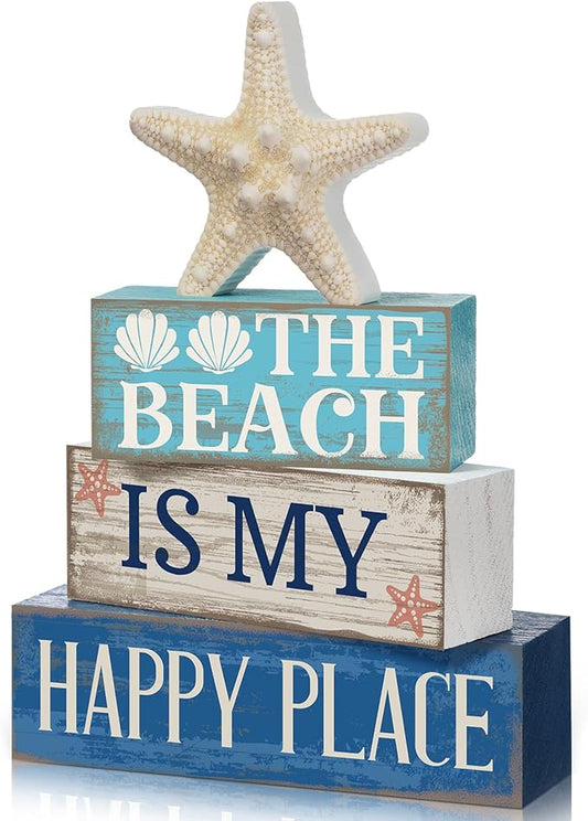Moucuny 4 Pcs Summer Table Decoration Beach Tiered Tray Decor Starfish Coastal by Moucuny