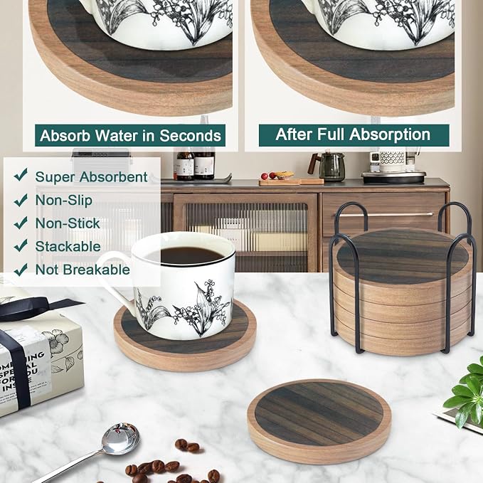 6 Pack Absorbent Coasters Set - Image 2