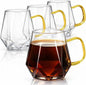 WRINGKIT Set of 4 Glass Espresso Cups, 10 Oz Clear Glass Tea Mugs by WRINGKIT
