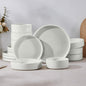E-far 16-Piece Plates and Bowls Sets - Stoneware Dinnerware Sets with Pasta Bowls for 4 | Microwave & Dishwasher Safe Kitchen Modern Dish Set, Speckled White