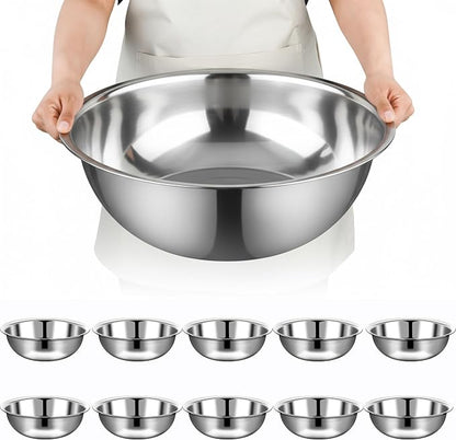 10 Pcs Stainless Steel Mixing Bowls Metal Mixing Bowls Extra Large Basin Salad by Unknown