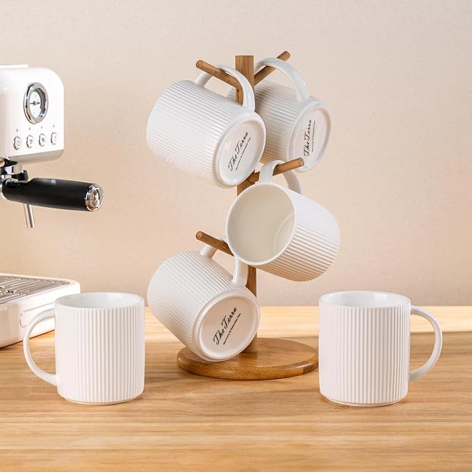 theterra Ceramic Coffee Mugs Set of 6, 14.2 oz Coffee Cups - Image 7