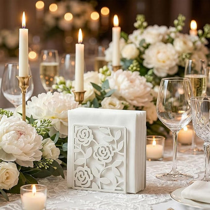 Resama Metal Napkin Holder for Table, Metal Rose Standing Napkin Holder for - Image 8