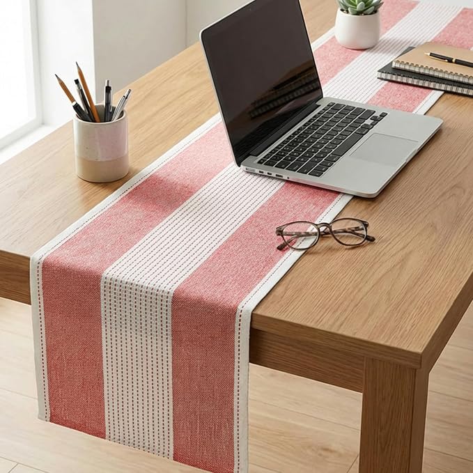 Artoid Mode Red Farmhouse Rustic Table Runner, Seasonal Macrame Fabric Kitchen - Image 5