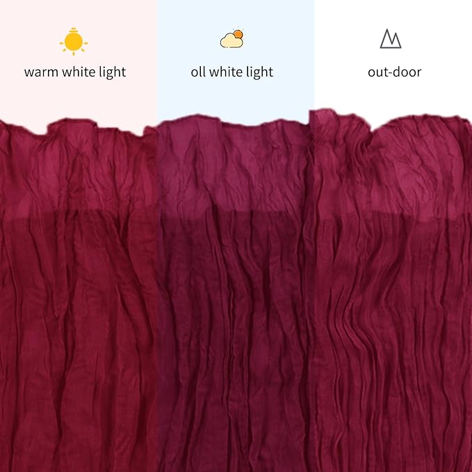 3 Pack Burgundy Cheesecloth Table Runner, 17 x 108 inch, Semi Sheer Boho Cheese - Image 7