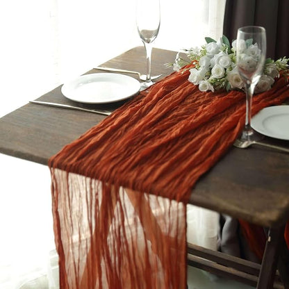 Efavormart 10ft Terracotta Cheesecloth Table Runner - Image 6