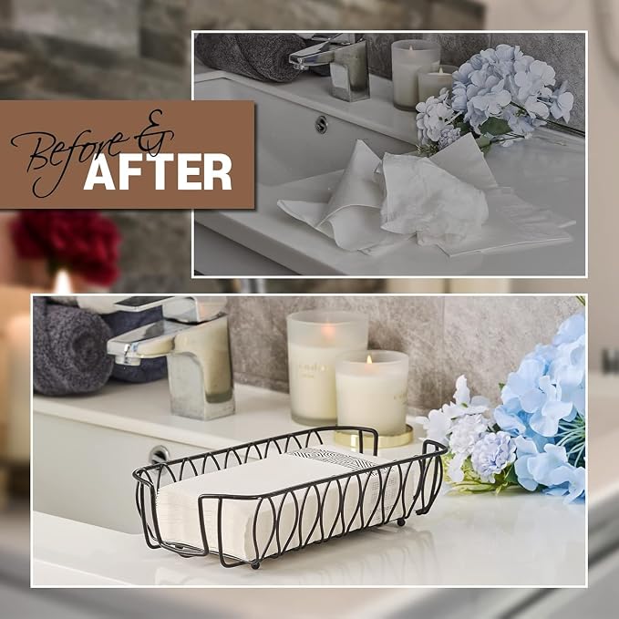 Guest Hand Towel Holder Tray for Bathroom Countertop, Powder Room & Vanity Use - Image 5