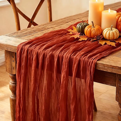3Pcs Fall Table Runner, 10FT Thanksgiving Cheesecloth Table Runner 35*120inch by Miucat
