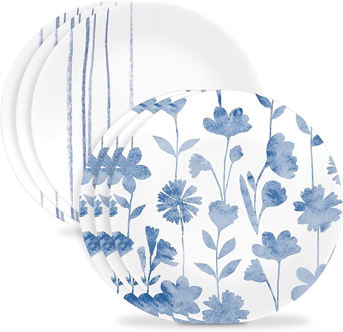 Corelle 6-Piece 8.5" Vitrelle Glass Lunch Plates Lightweight, Scratch Resistant by Corelle