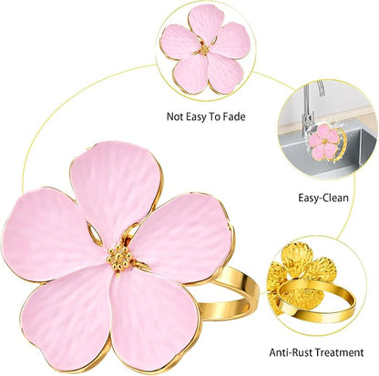 Flower Napkin Rings Set of 8, European Palace-Style Glaze, High-Temperature - Image 3