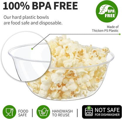 TOFLEN 12 oz Clear Plastic Bowls, 50 Pack | Disposable, Hard Plastic Serving - Image 3
