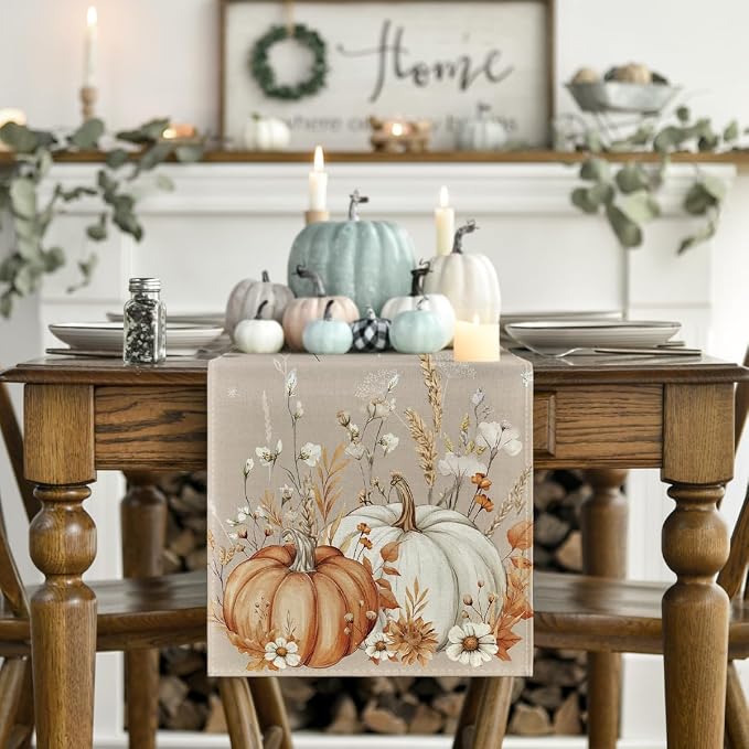 Artoid Mode 210 GSM Fall Table Runner 13x90 Inch Home Party Decor | Pumpkins - Image 2