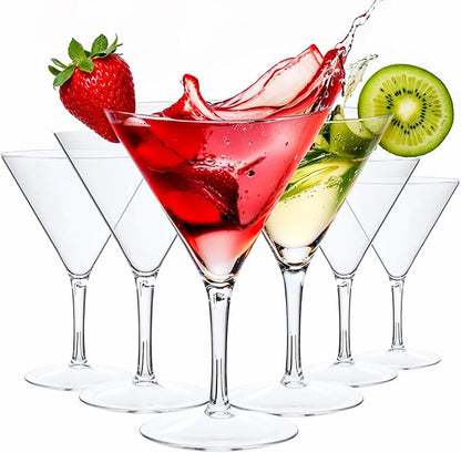 Liacere Martini Glasses Set of 6-11 oz Clear Plastic Martini Cocktail Glasses by Liacere