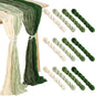 12 Pcs Gradient Green Cheesecloth Gauze Table Runners | Boho Wedding Decor by Remagr