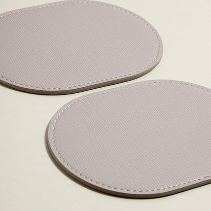 OLETHA Aesthetic Oval Drink Coasters, Ivory | Faux leather coasters - Image 4