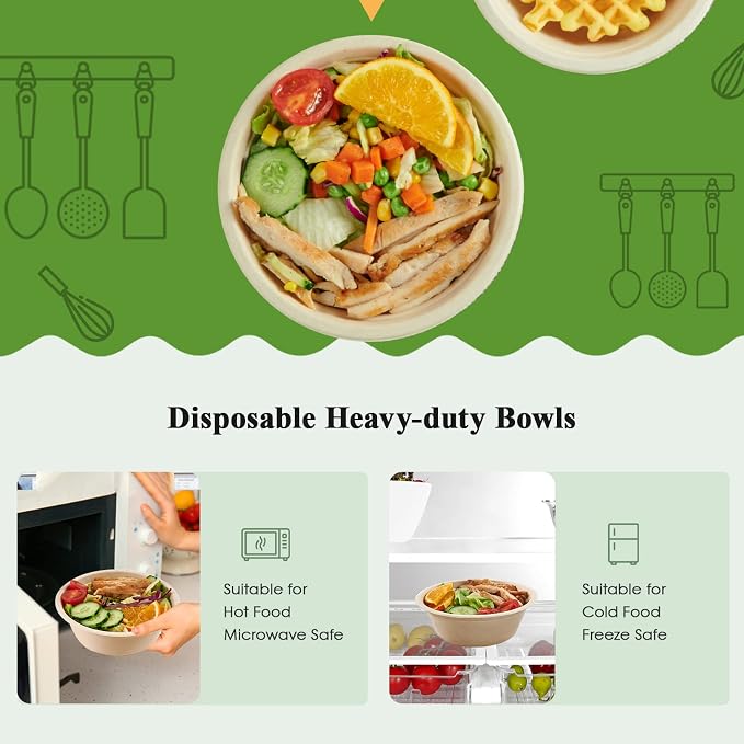 150 Pack 16 OZ Compostable Disposable Paper Bowls - Image 4