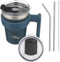 Konokyo 10 oz Tumbler with Handle and Straw, Insulated Travel Mug | Navy Blue; by Konokyo