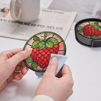 Strawberry Coasters for Drinks, Strawberry Decor Bar Drink Coasters for Coffee - Image 6