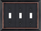 Metal Wall Plate for Electrical Outlets, Decorative Aged Bronze Switch Plates Outlet Cover, Light Switch Cover Plate, 3-Gang Wall Plates (Triple Toggle, 1 Pack)