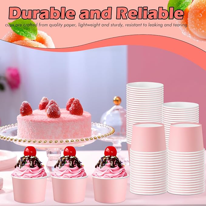 Jingmore Paper Ice Cream Cups 9oz Colored Disposable Dessert Bowls - Image 4