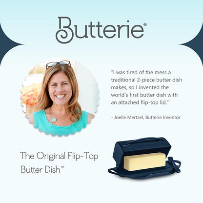 Flip Top Butter Dish with Attached Lid & Matching Knife - Image 9
