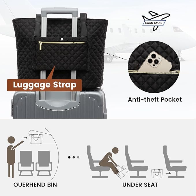 LOVEVOOK Laptop Bag for Women 17 inch, Diamond Quilted Work Tote Bags Womens - Image 6