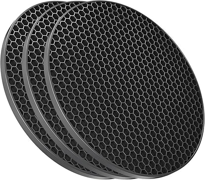 Silicone Non-Slip, Heat Resistant & Water-Trapping Trivet Mats by TENOC