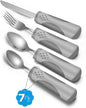 Adaptive Utensils (4-Piece Set) Weighted 7 Oz Each- Weighted Utensils for Hand Tremors and Parkinson's Patients - Weighted Silverware for Hand Tremors, Weighted Spoons