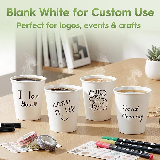 Glotoch Express Paper Cups 12 oz 300 Pack Leak-Proof Disposable Coffee Cups | - Image 9