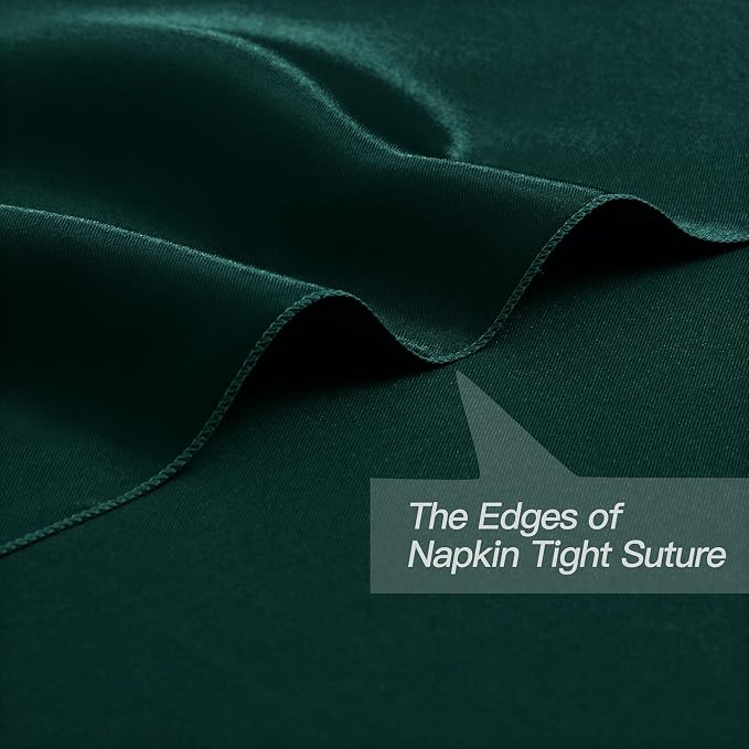 P Pothuiny 24 Pcs Green Satin Napkins 17 x 17 Inch, Satin Cloth Napkins | - Image 3