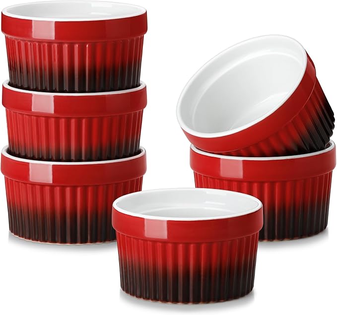 MALACASA Ramekins 6 oz Oven Safe, Small Ceramic Souffle Dishes by MALACASA