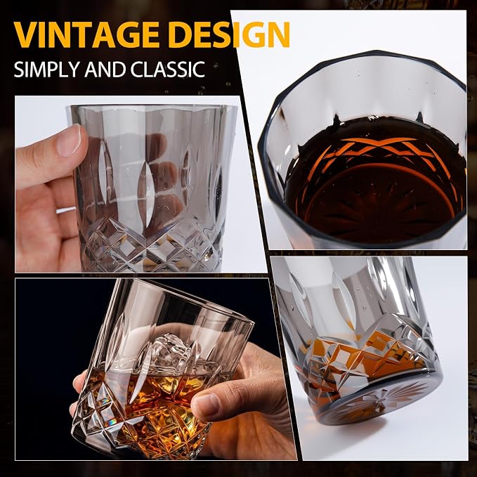 Yungyan 24 Pcs Plastic Clear Whiskey Glasses, 10 oz Unbreakable Reusable Old - Image 4