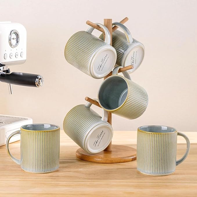 theterra Ceramic Coffee Mugs Set of 4, 14.2 oz Coffee Cups - Image 7
