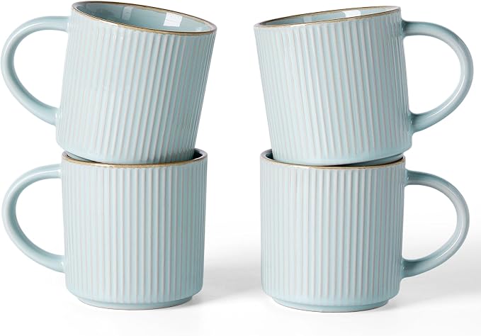 famiware Star Coffee Mug Set for 4, Handcrafted 12 oz Ceramic Stoneware Mugs by Famiware