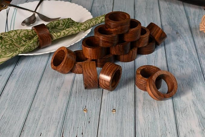 Ajuny 12 Wooden Napkin Rings Round Table Place Setting Holders - Image 6