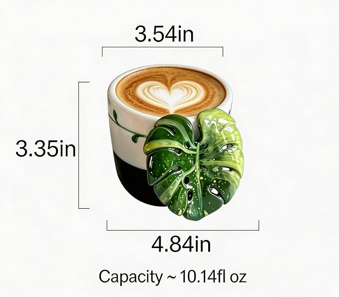 Leaf Handle Ceramic Coffee Mug, Flower Mug 10oz - Image 6