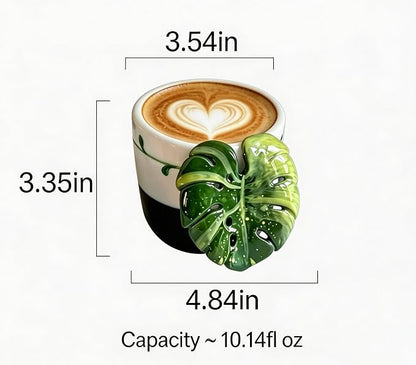 Leaf Handle Ceramic Coffee Mug, Flower Mug 10oz - Image 6