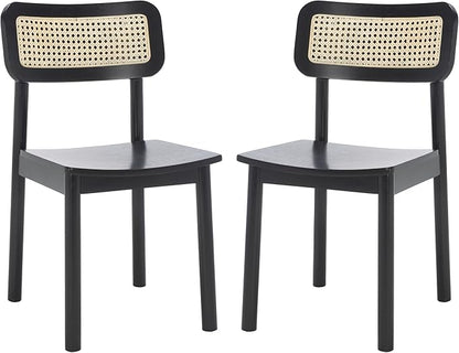 SAFAVIEH Home Collection Egon Coastal Black/Natural Dining Chair Set of 2