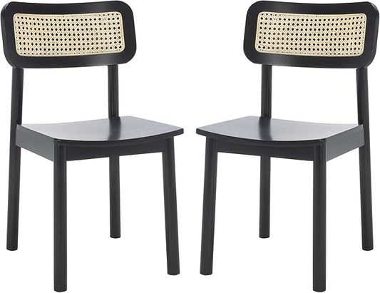 SAFAVIEH Home Collection Egon Coastal Black/Natural Dining Chair Set of 2
