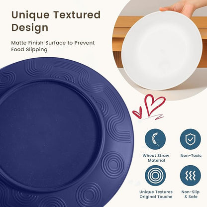 Homienly 24 PCS Wheat Straw Dinnerware Set for 6, Dinner Plates,Dessert Plates,Cereal Bowls,Drinking Cups,Unbreakable Dishwasher and Microwave Safe Dish Sets for Kitchen,Outdoor - Island Series