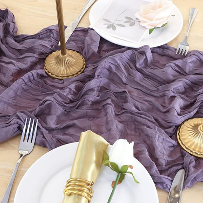 12 Pack Dusty Purple Cheesecloth Table Runner 120 Inch Boho Wedding Decor | - Image 5