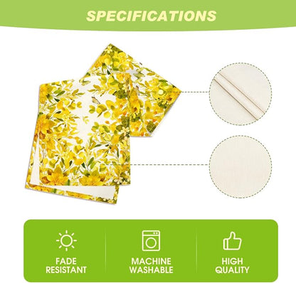 Artoid Mode Yellow Flowers Floral Eucalyptus Summer Table Runner, Seasonal - Image 5