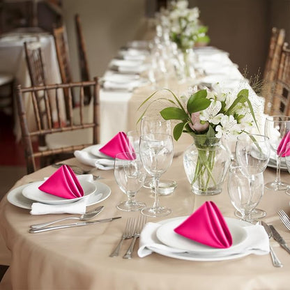 P Pothuiny 50 Pcs Hot Pink Satin Napkins 17 x 17 Inch, Satin Cloth Napkins | - Image 7