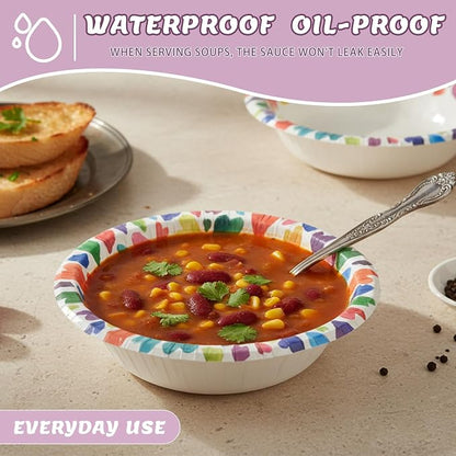 30 Pack Paper Bowls, 8 Oz Disposable Soup Bowl, Heavy Duty Printed Disposable - Image 4