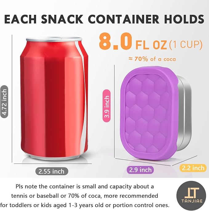 4Pack Small 8oz Stainless Steel Snack Containers - Image 2